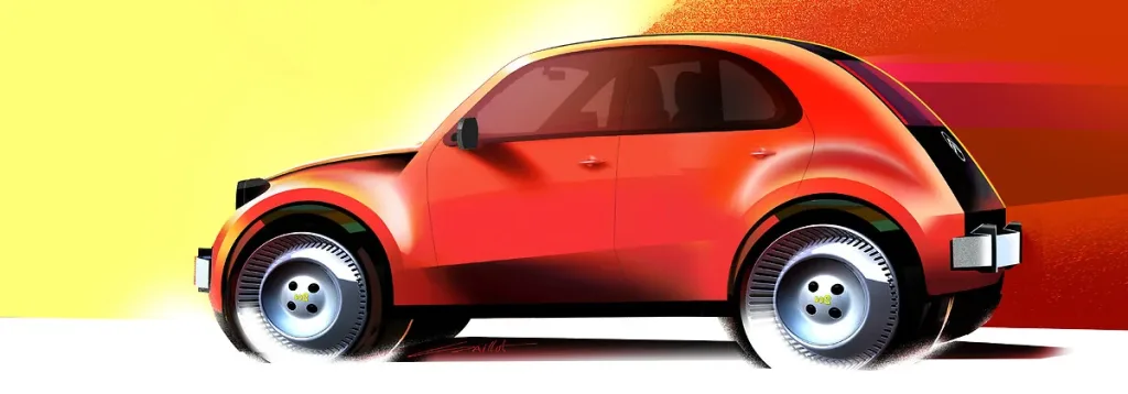 Croquis de profil de la Citroën 2 CV Concept