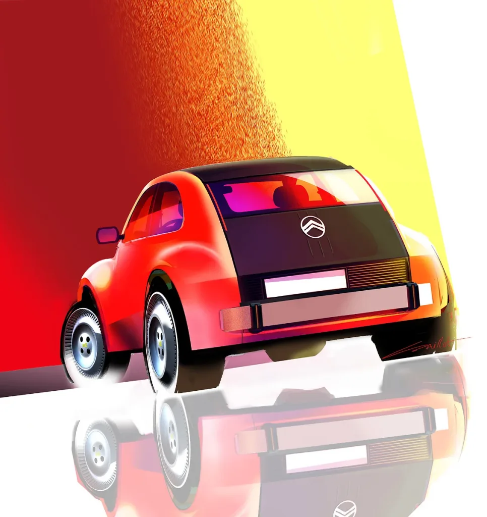 Croquis arrière de la Citroën 2 CV Concept