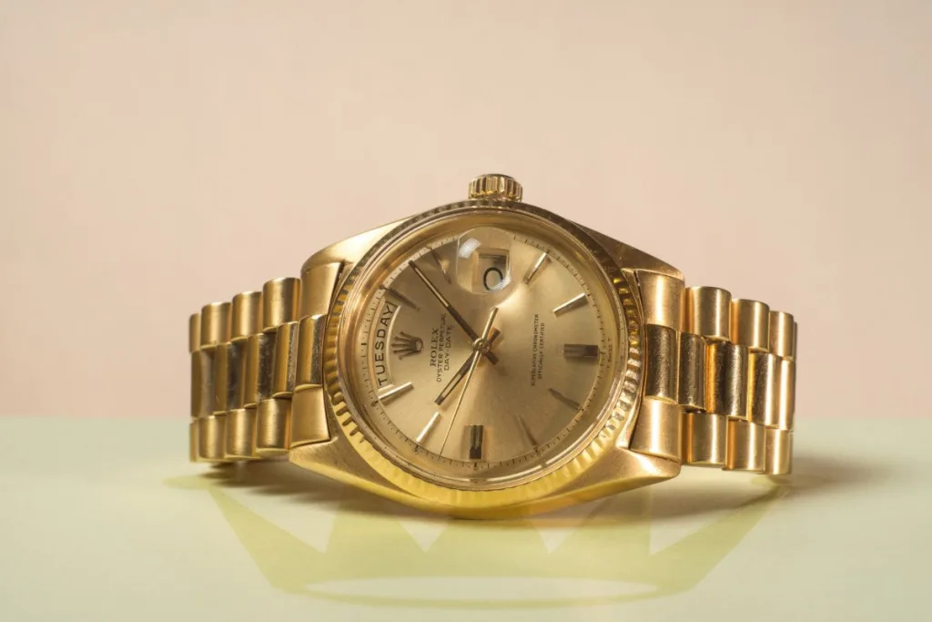 La montre Rolex Day-Date Reference 1803 en or de Jack Nicklaus. ( - DR) Courtesy of Phillips