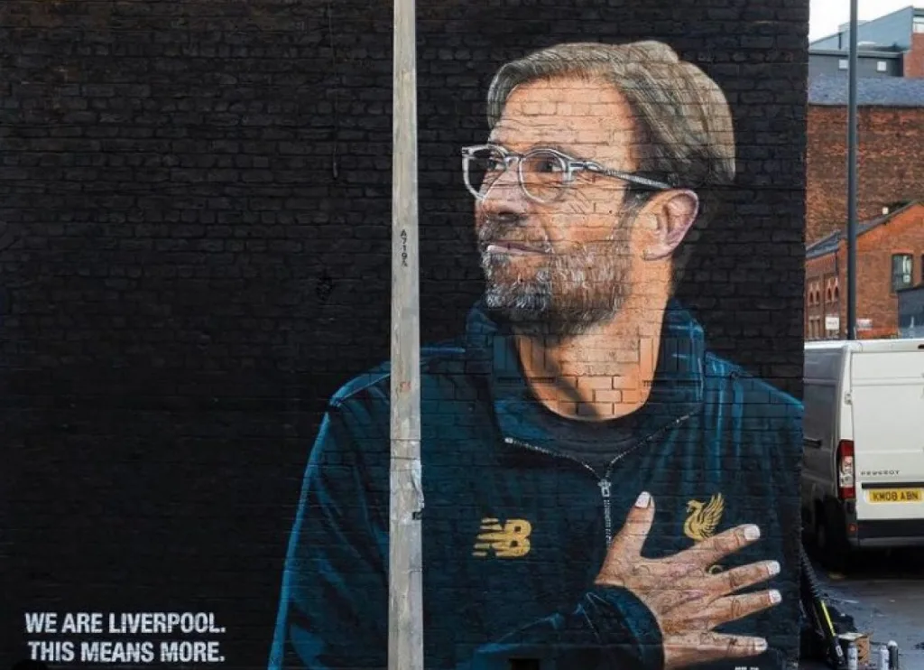 Jürgen Klopp dans le Baltic Triangle (quartier de Liverpool)