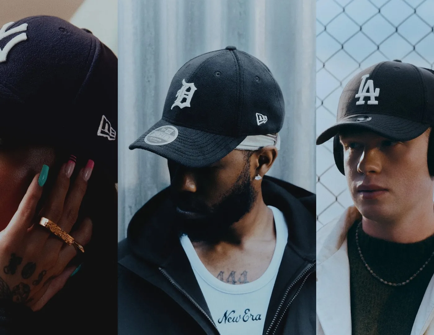Aleesha, Sainte et Fin Askew portent la New Era 9FORTY M-Crown en polaire