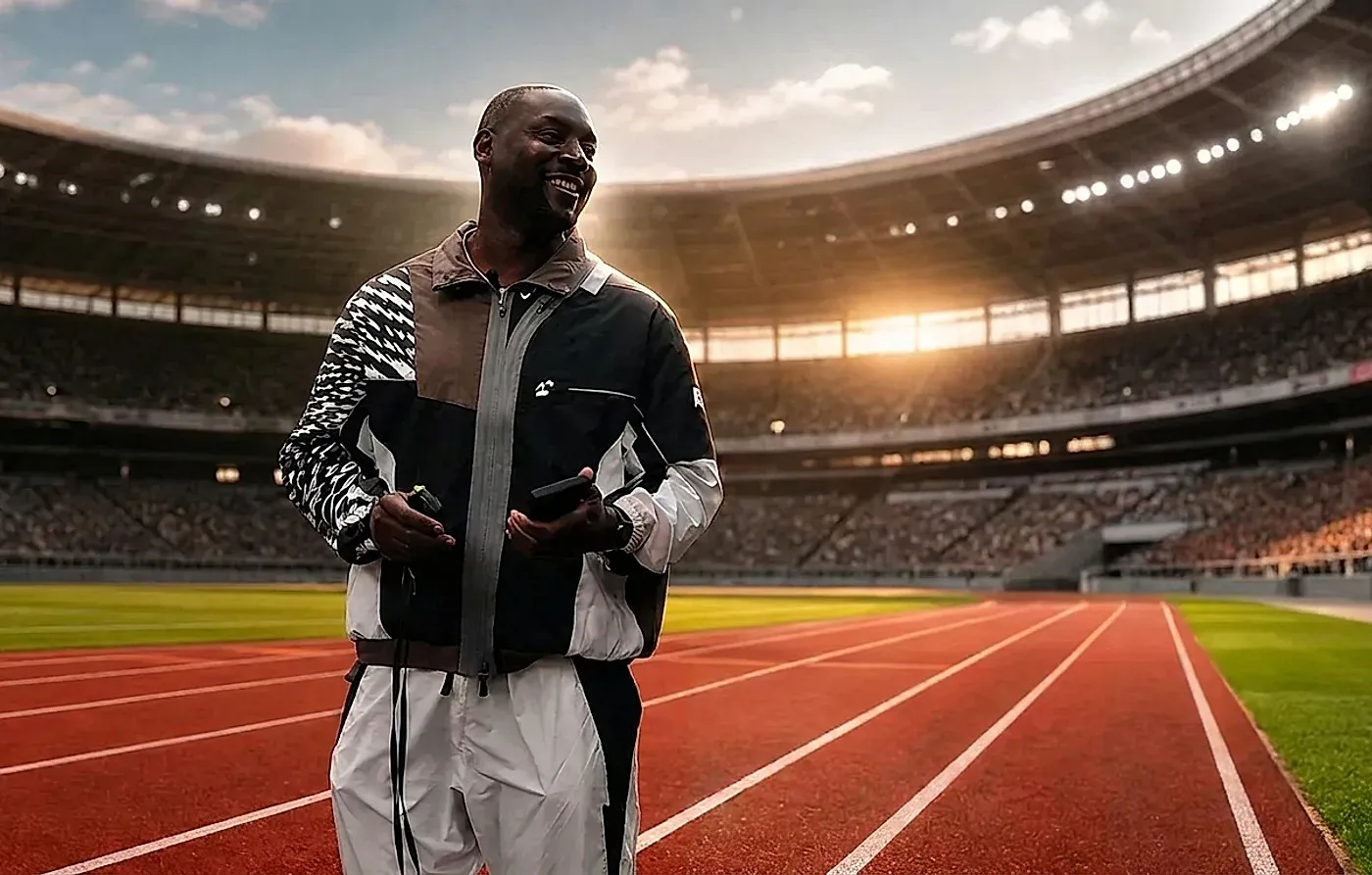 Ladji Doucouré sur une piste d'athlétisme, premier épisode de STEPBYSTEP