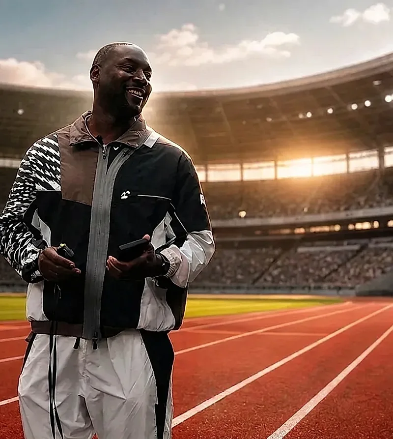 Ladji Doucouré sur une piste d'athlétisme, premier épisode de STEPBYSTEP