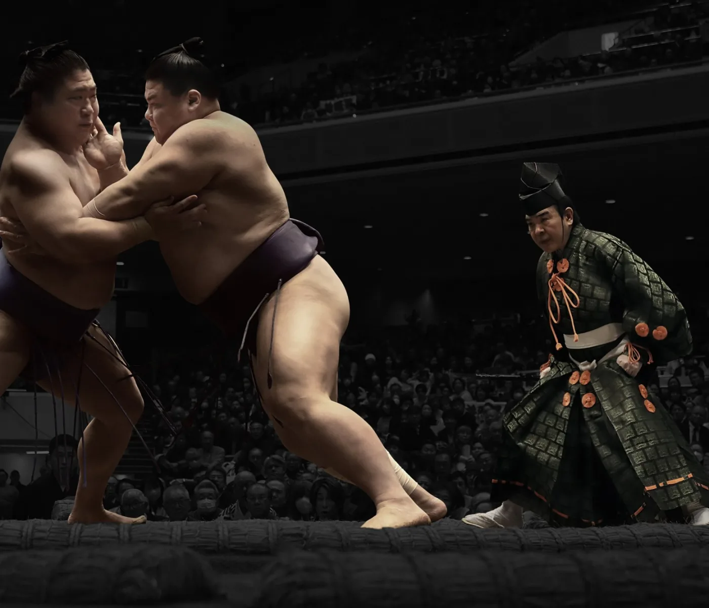 Combat de Grand Sumo sur le dohyo
