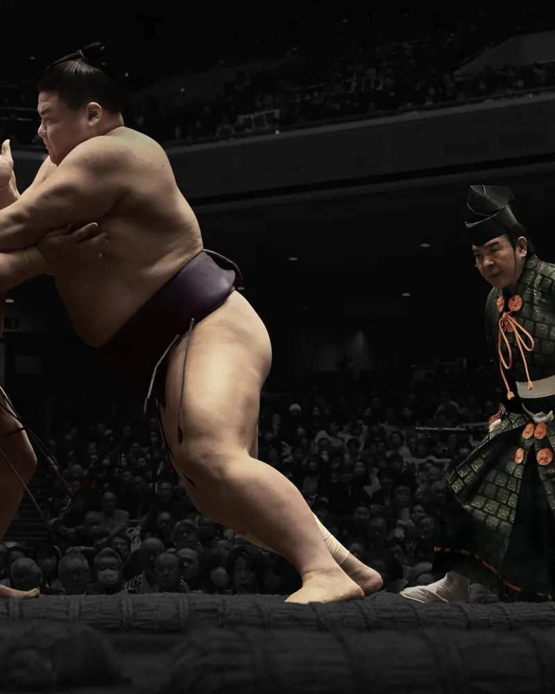 Combat de Grand Sumo sur le dohyo