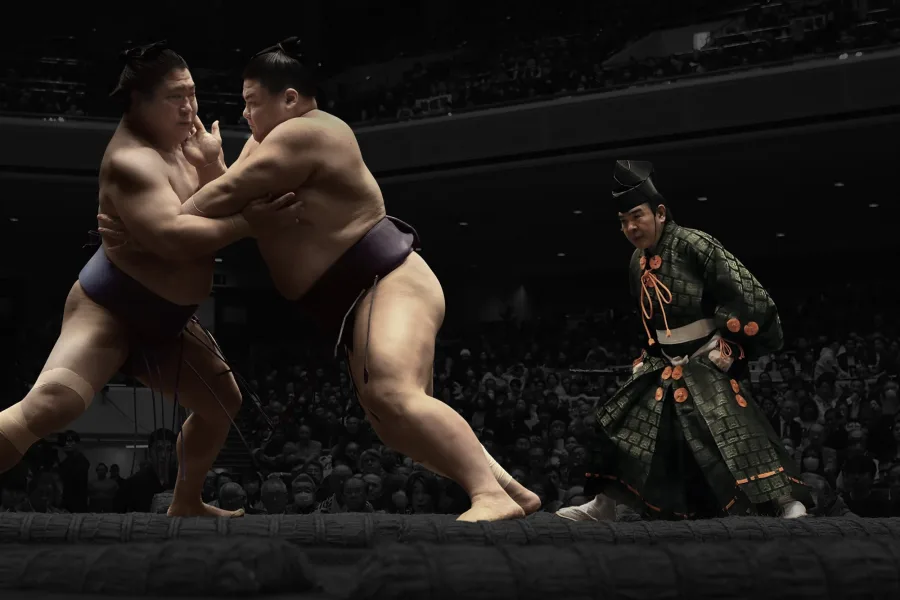Combat de Grand Sumo sur le dohyo